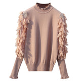 Ruffled Collar Knitted Women Sweater