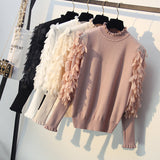 Ruffled Collar Knitted Women Sweater