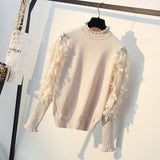 Ruffled Collar Knitted Women Sweater
