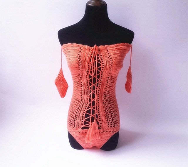 Strapless Hand Knitted Women Swimwear