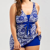 Dot Bandage Floral Print Bathing Suit