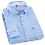 Men Shirt Long Sleeve Cotton And Linen Turn-Down