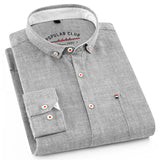 Men Shirt Long Sleeve Cotton And Linen Turn-Down
