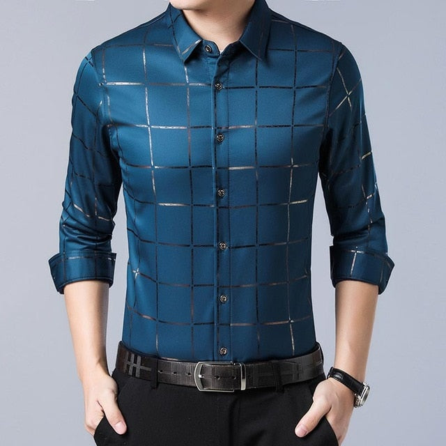 Slim Fit Short Sleeve Men Casual Shirt