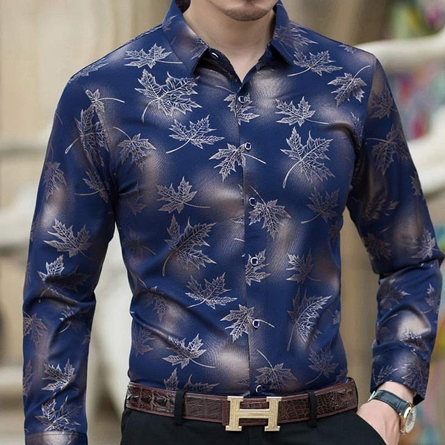 Long Sleeve Maple Leaf Design Shirt