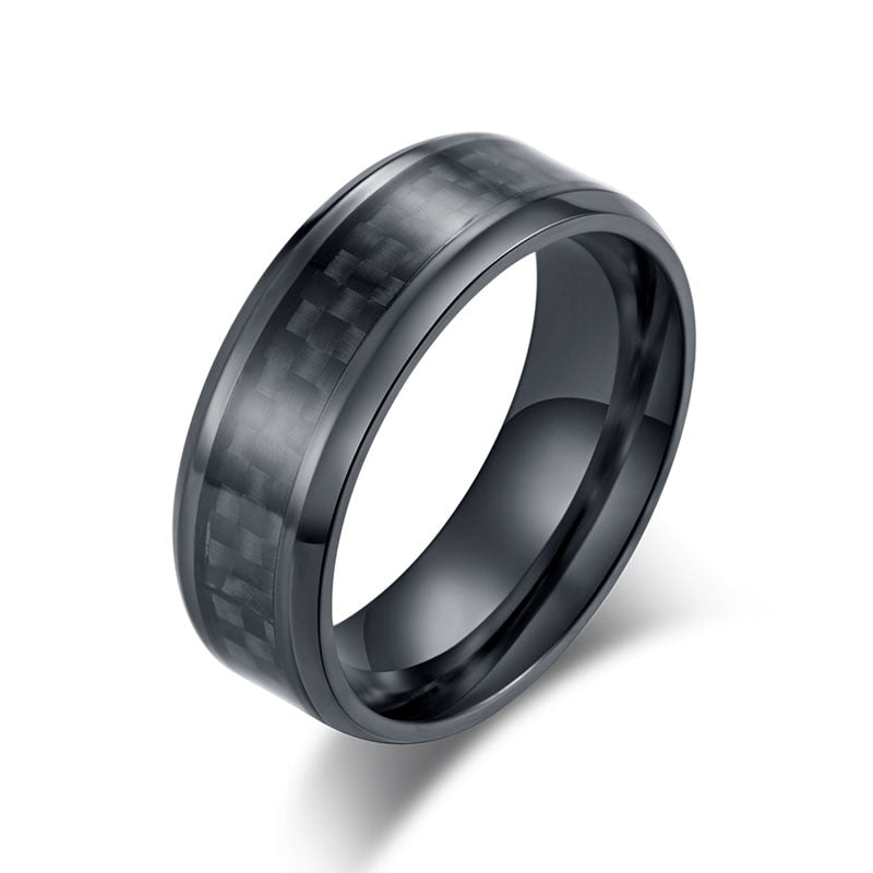 Stainless Steel Carbon Fiber Ring for Men
