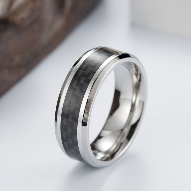 Stainless Steel Carbon Fiber Ring for Men