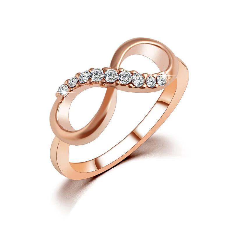 Fashion Alloy Crystal Rings Gold Color Infinity Ring
