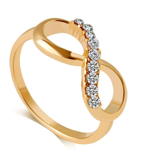 Fashion Alloy Crystal Rings Gold Color Infinity Ring
